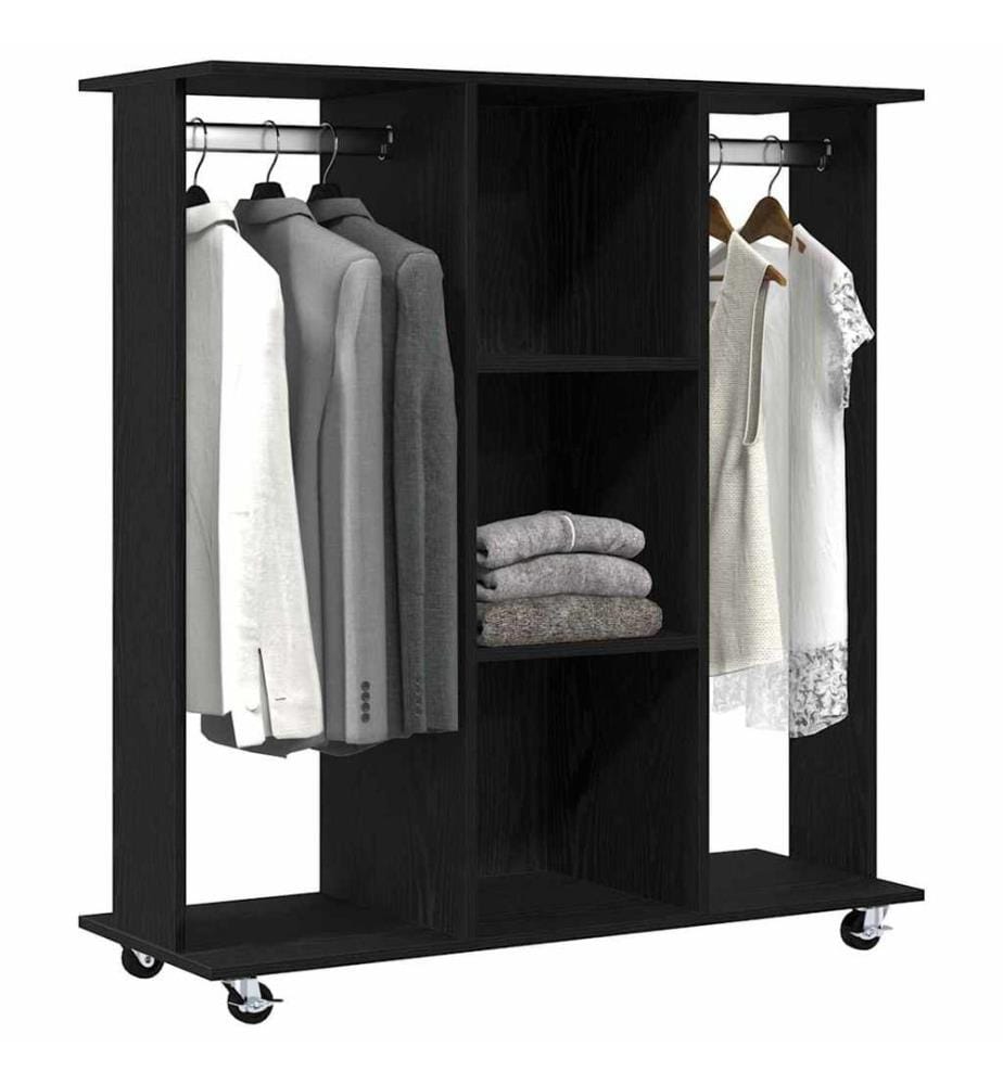 Kleiderschrank mit Regal Schwarz Eichen-Optik 102 x 38 x 110 cm