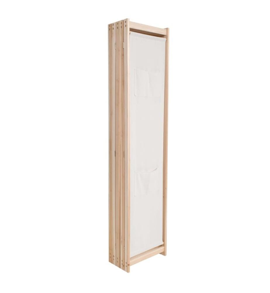 5-teiliger Raumteiler Creme 200 x 170 x 4 cm Stoff