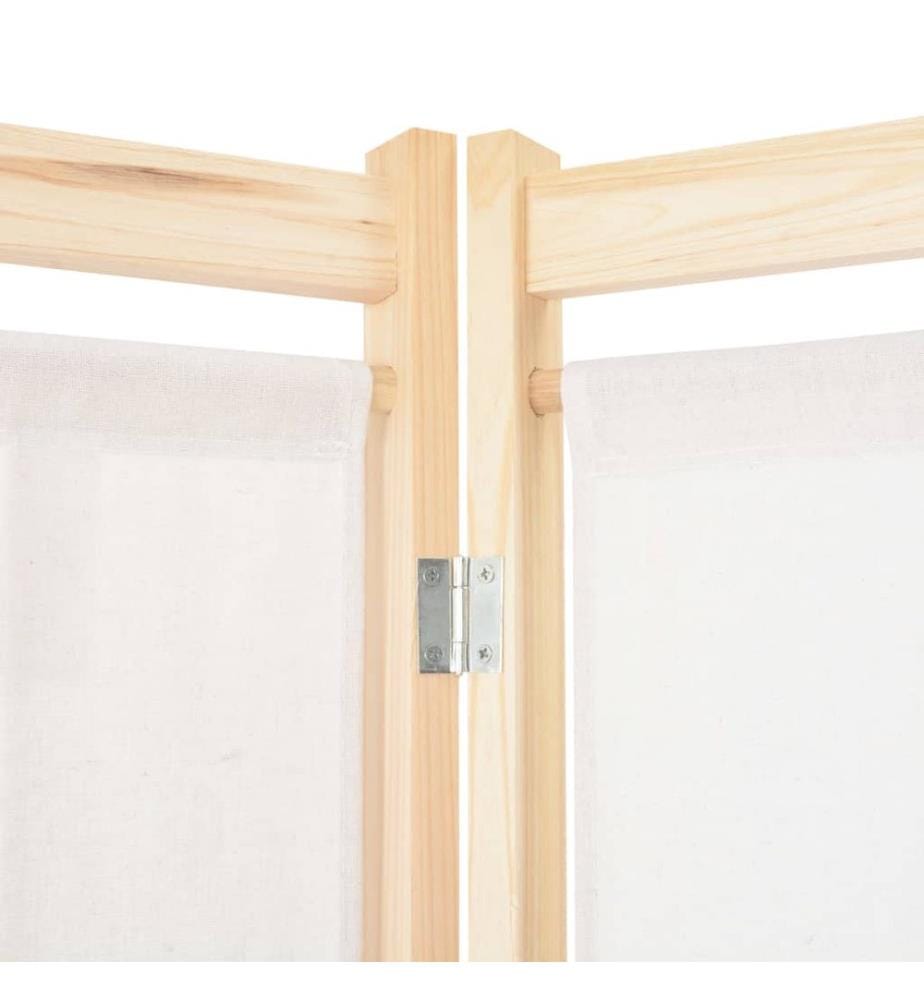 Cloison de séparation 6 panneaux Crème 240 x 170 x 4 cm Tissu