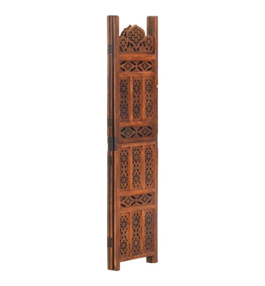 3-tlg. Raumteiler Handgeschnitzt Braun 120×165 cm Mangoholz