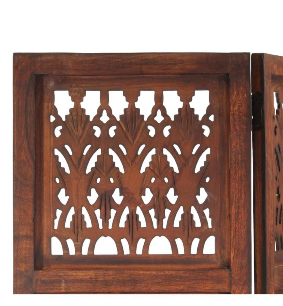 3-tlg. Raumteiler Handgeschnitzt 120×165 cm Mango Massivholz