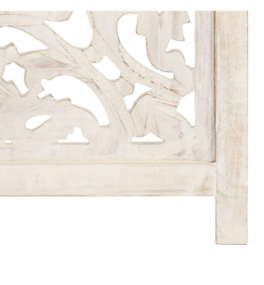 Cloison de séparation 3 panneaux Blanc 120x165 cm Bois manguier