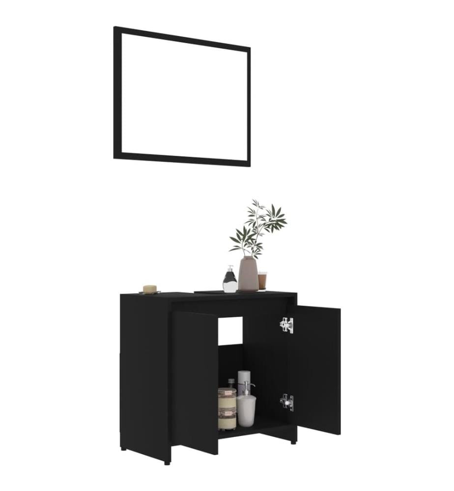 Ensemble de meubles de salle de bain 4 pcs Noir Aggloméré