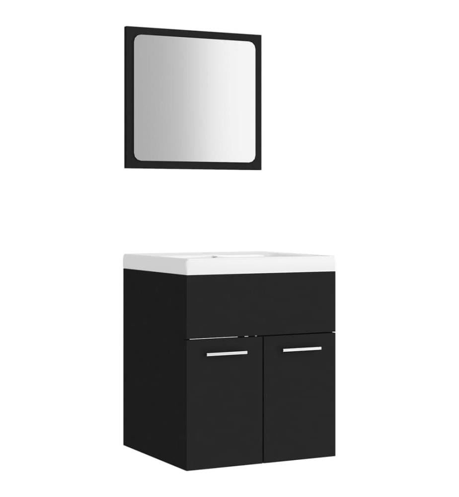 Badmöbel-Set Schwarz Holzwerkstoff