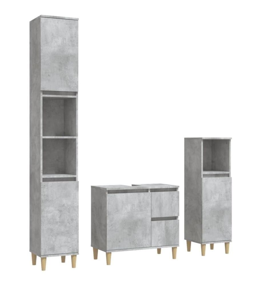 3-tlg. Badmöbel-Set Betongrau Holzwerkstoff