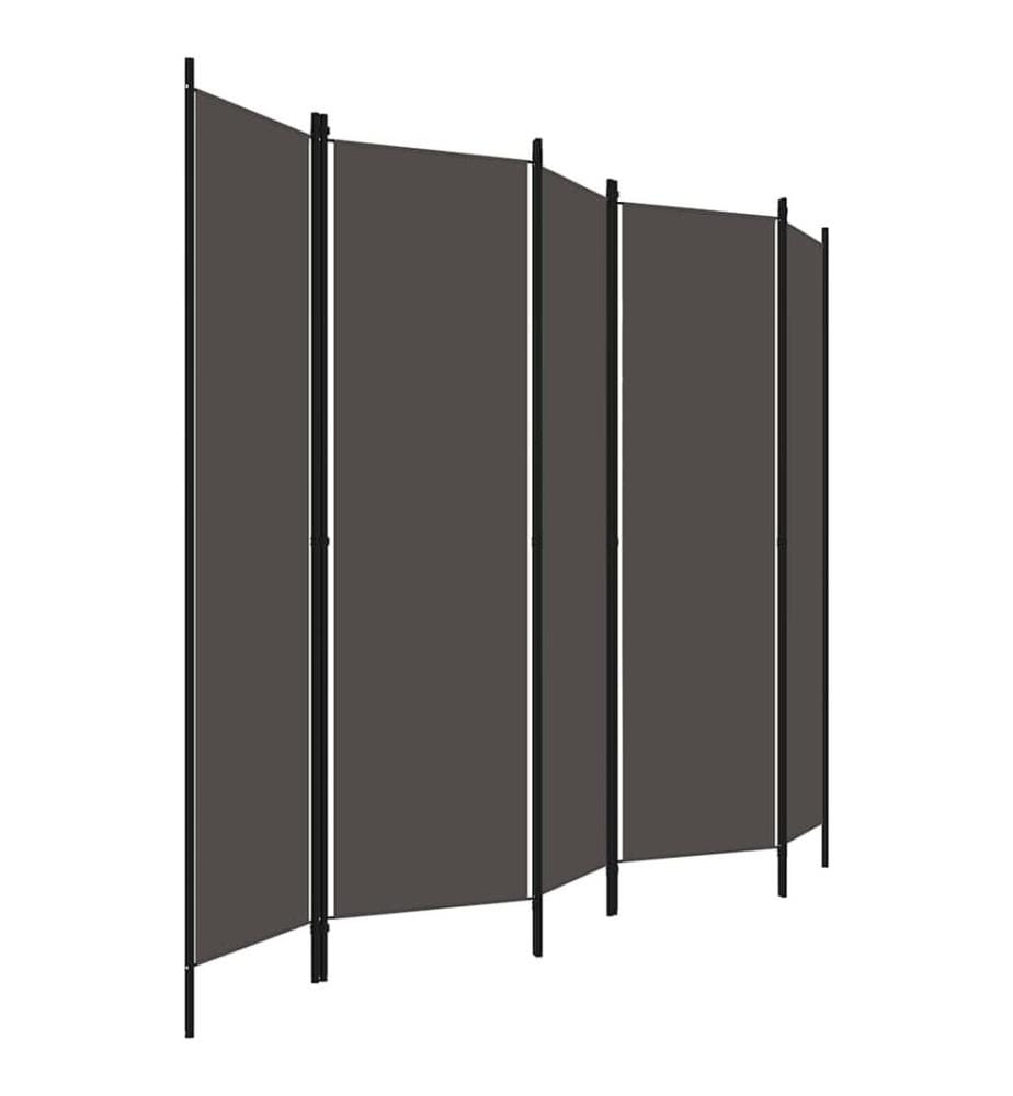 Cloison de séparation 5 panneaux Anthtracite 250x180 cm