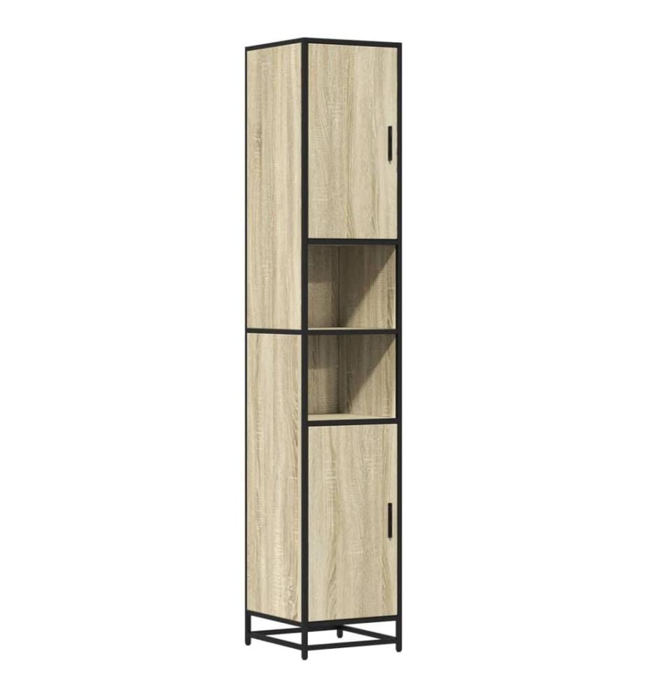 Badschrank Eichen-Optik 35x37,5x188,5 cm Holzwerkstoff Metall