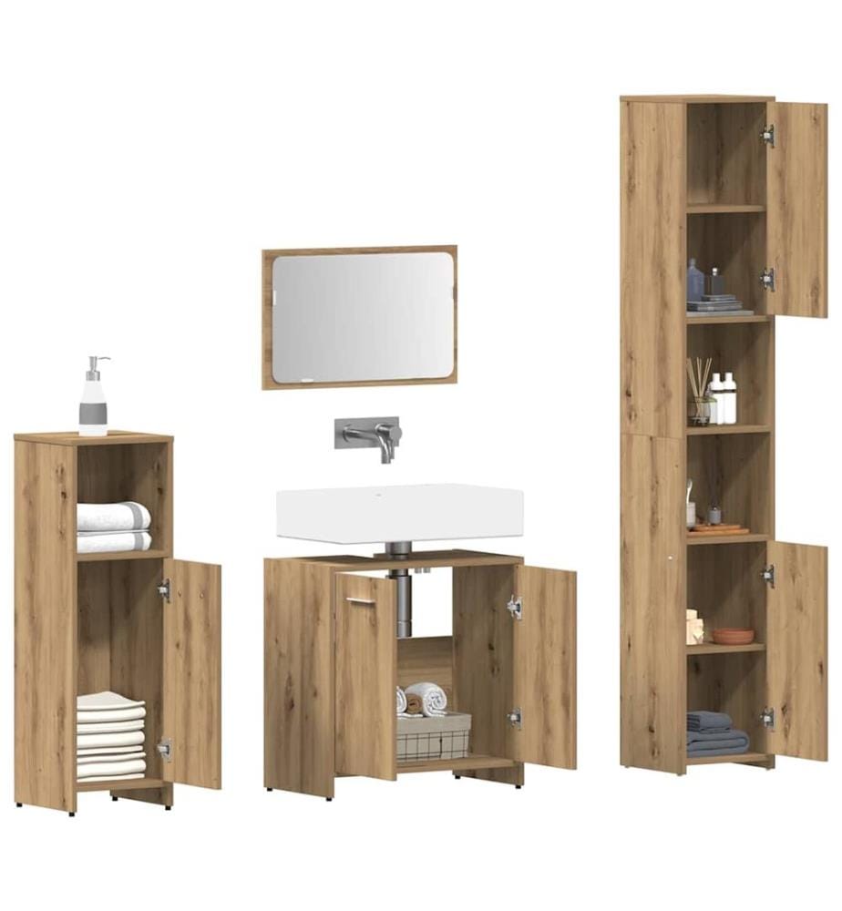4-tlg. Badmöbel-Set Artisan-Eiche Holzwerkstoff