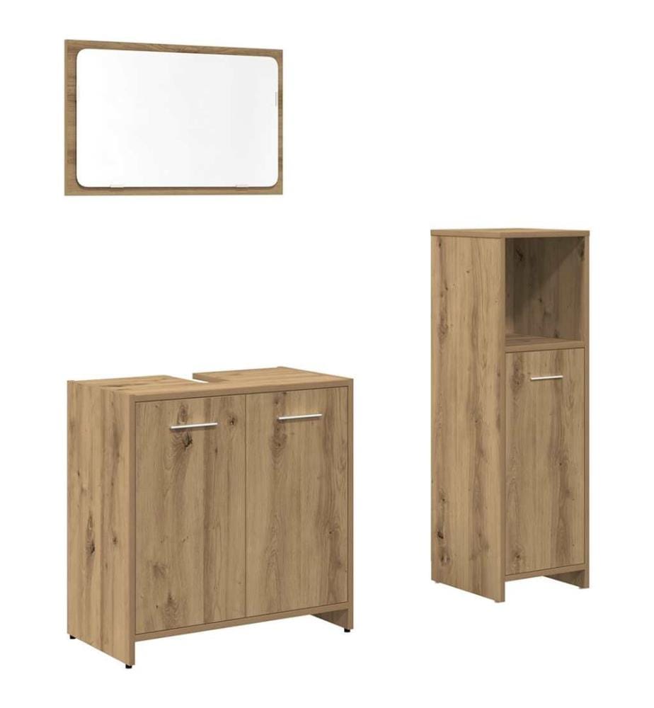 Ensemble de meubles salle de bain 3 pcs bois d'ingénierie