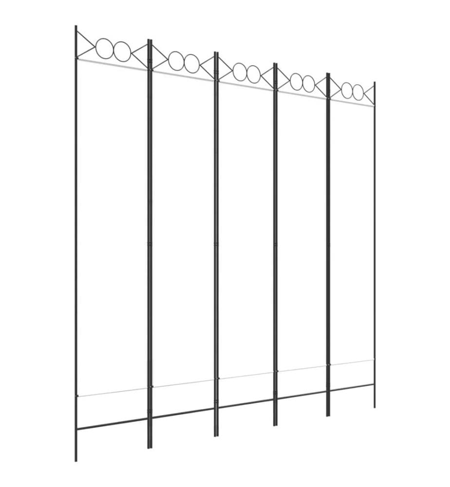 5-tlg. Paravent Weiss 200x200 cm Stoff