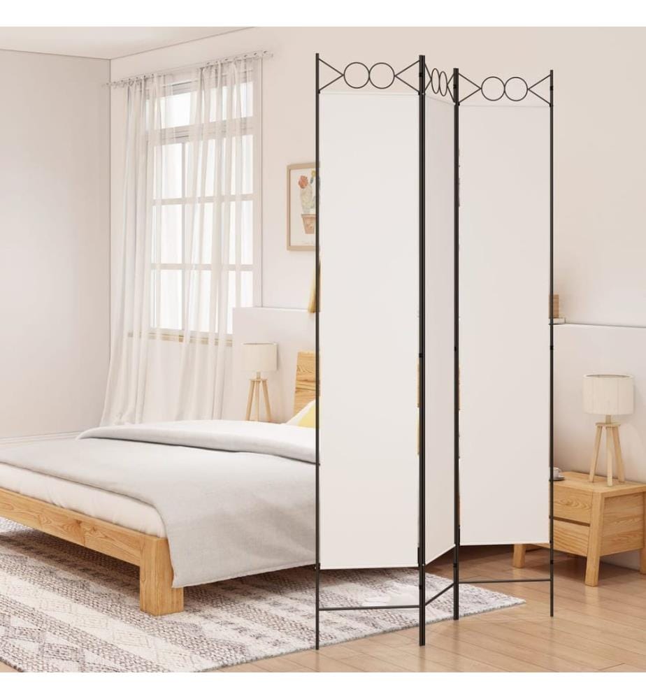 3-tlg. Paravent Weiss 120x220 cm Stoff