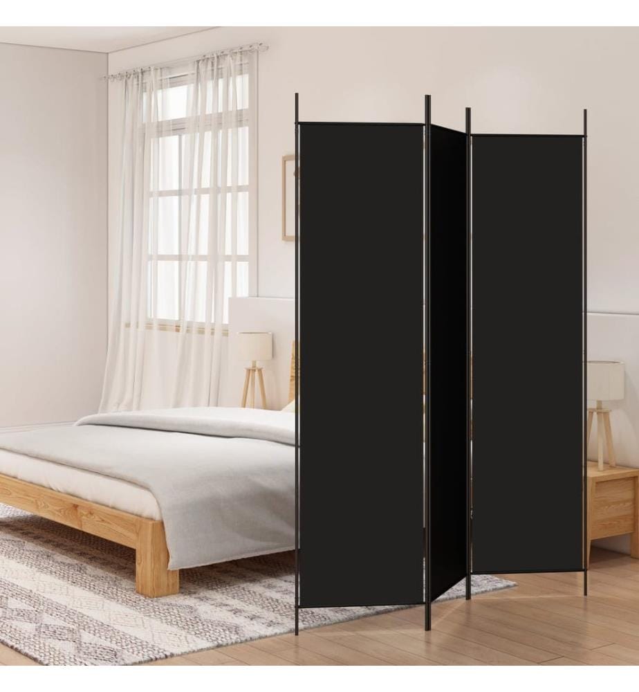 3-tlg. Paravent Schwarz 150x200 cm Stoff