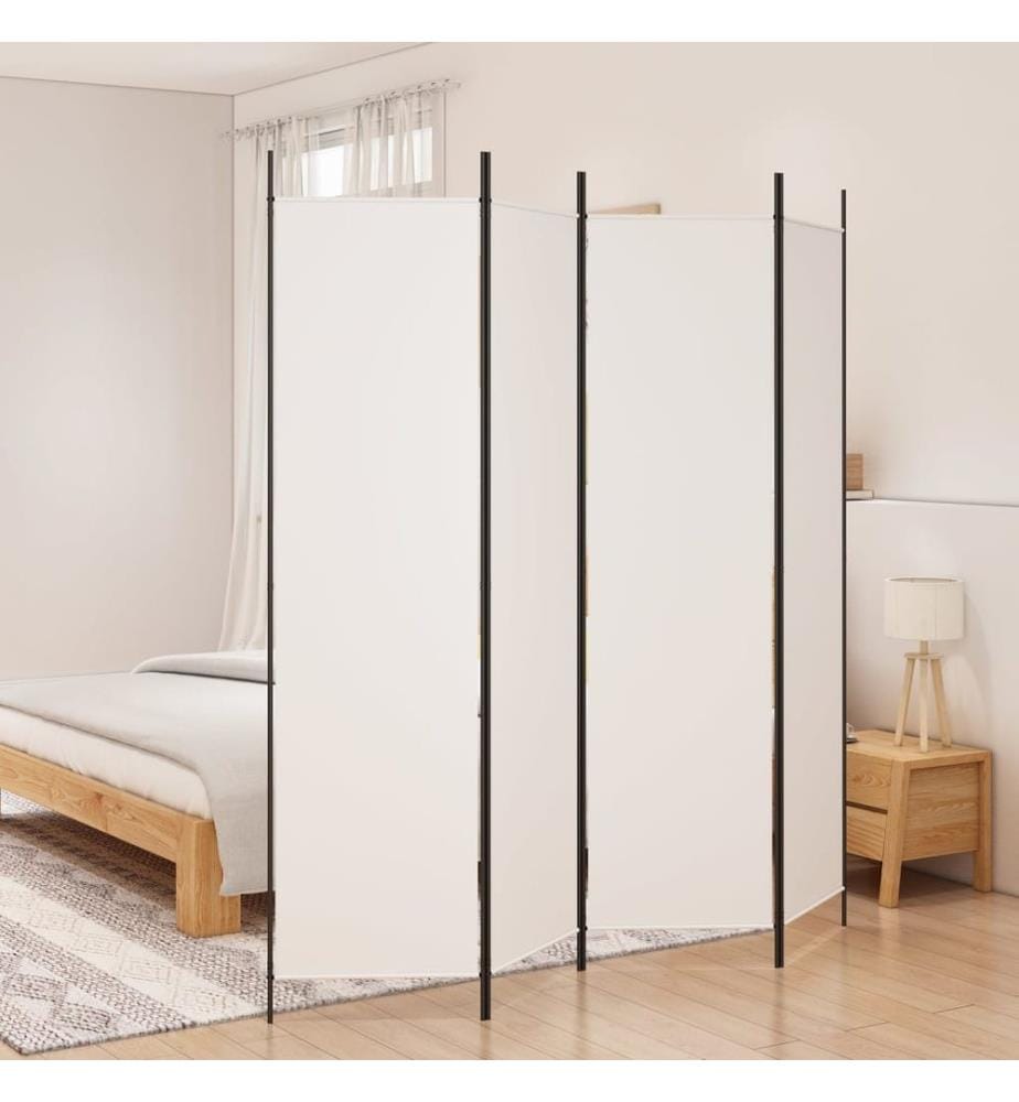 4-tlg. Paravent Weiss 200x200 cm Stoff