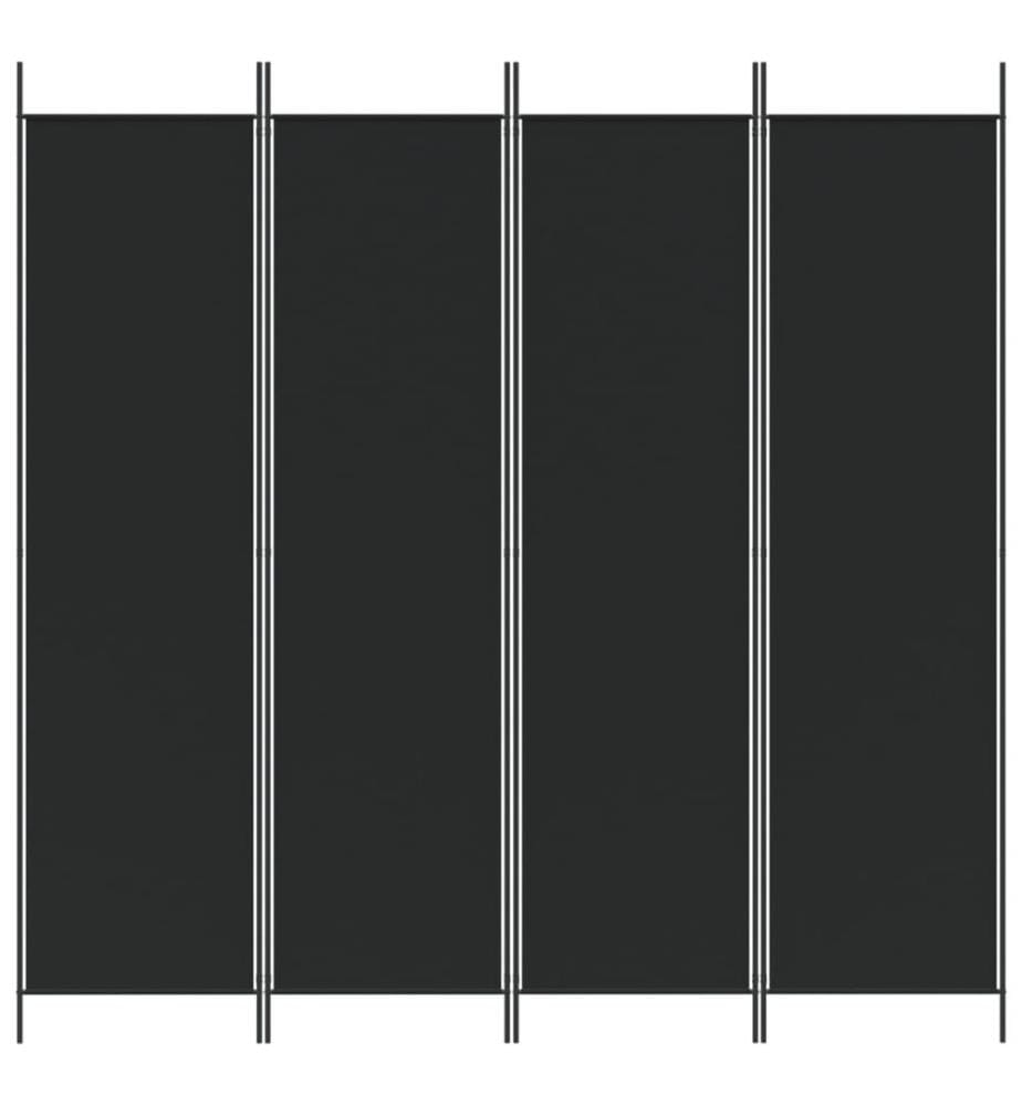 4-tlg. Paravent Schwarz 200x200 cm Stoff