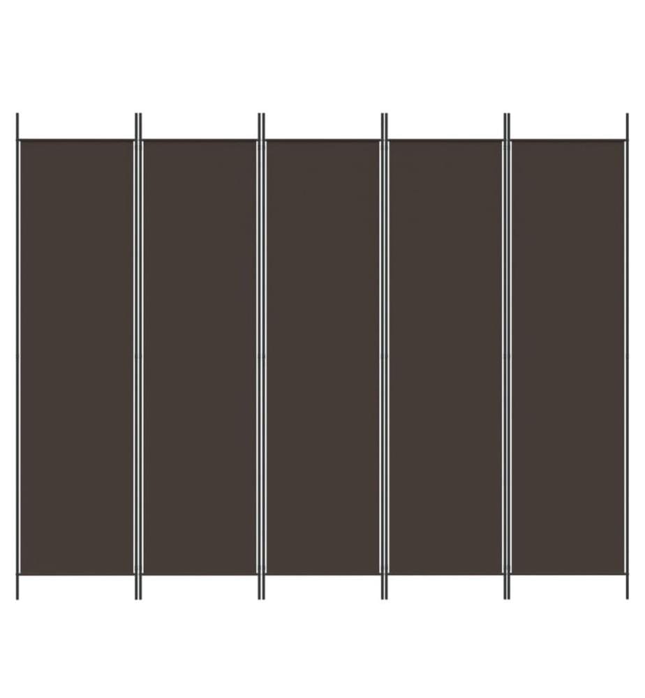 5-tlg. Paravent Braun 250x200 cm Stoff