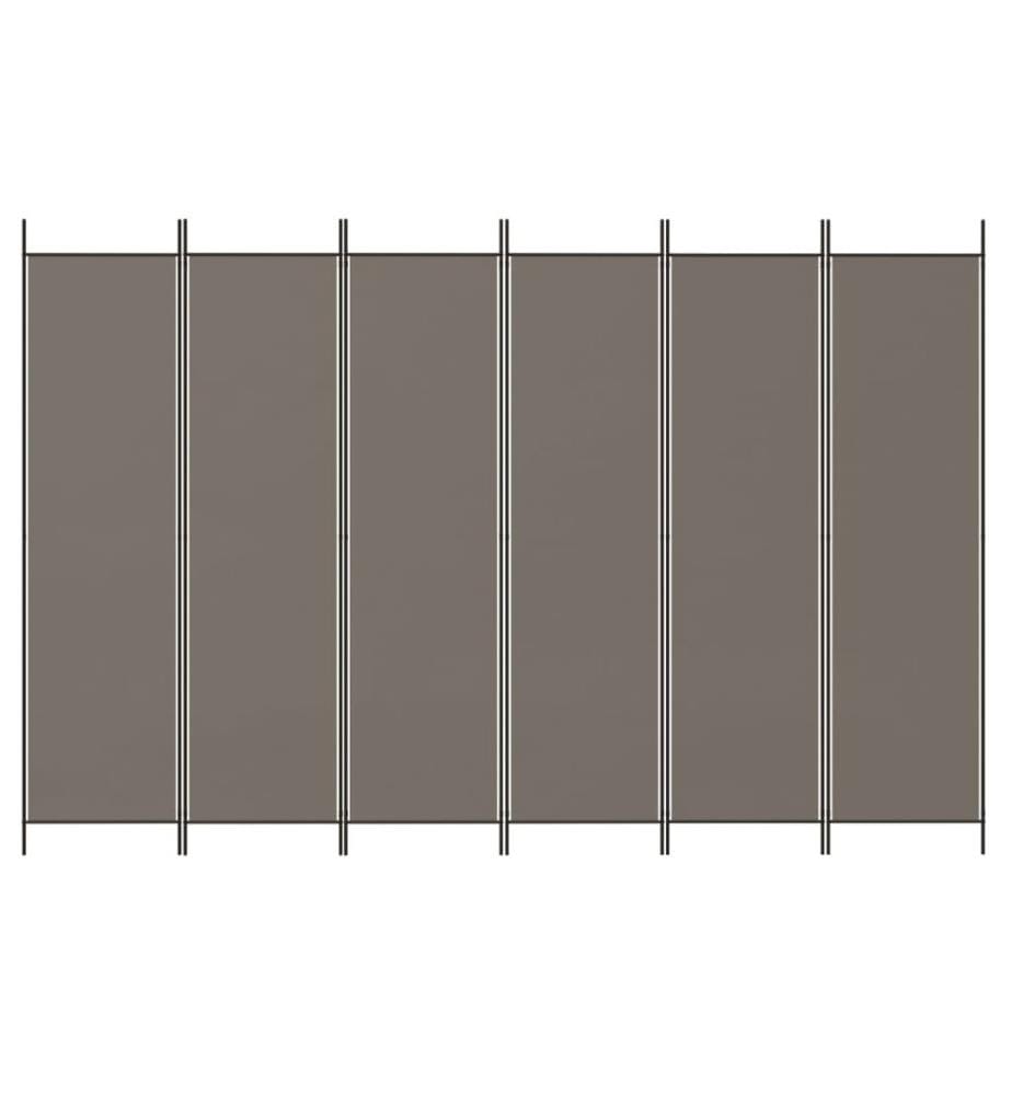 6-tlg. Paravent Anthrazit 300x200 cm Stoff