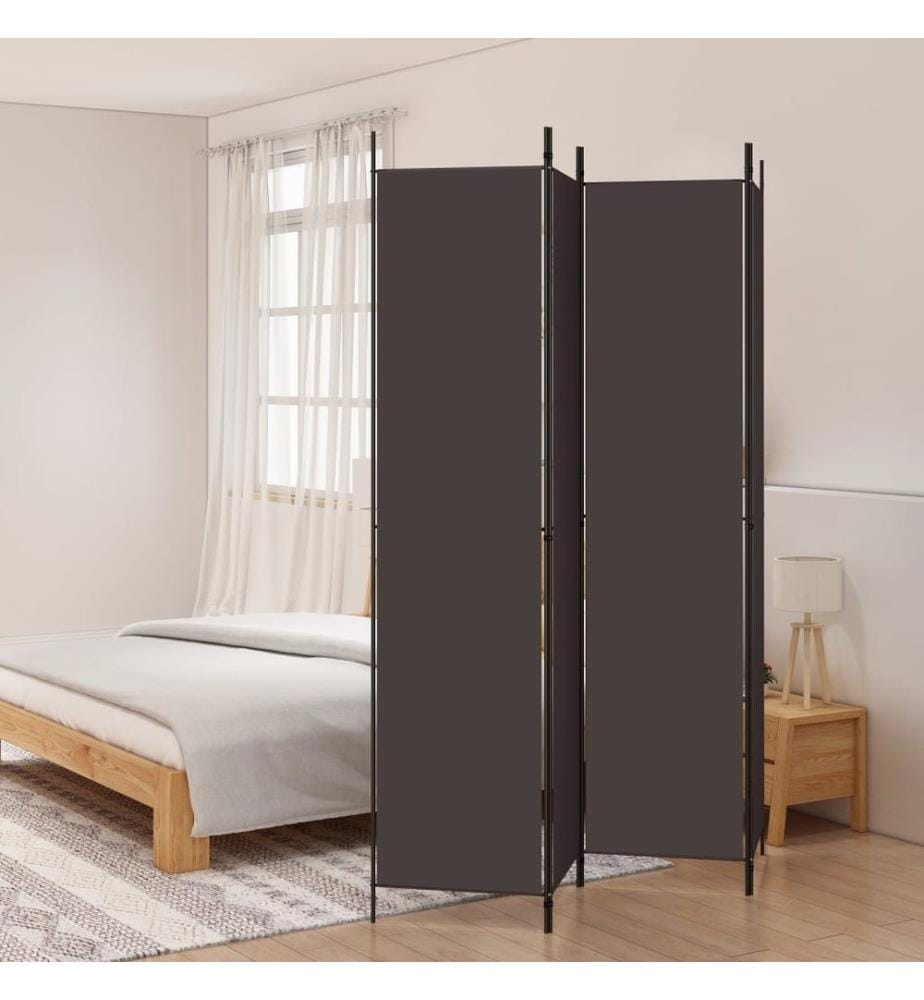 4-tlg. Paravent Braun 200x220 cm Stoff
