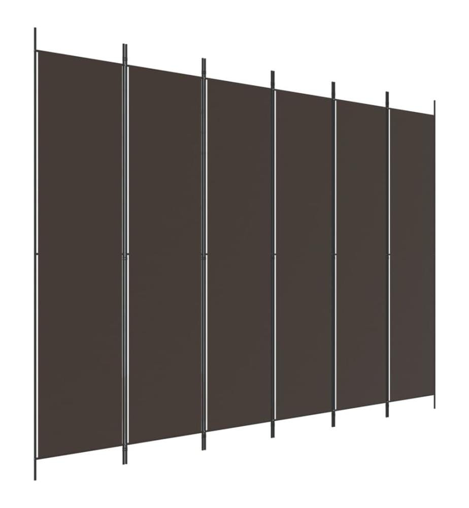 6-tlg. Paravent Braun 300x220 cm Stoff