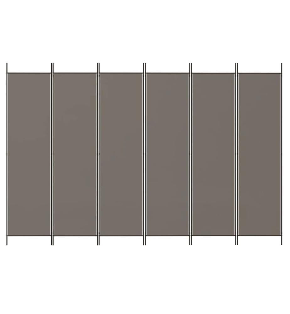 6-tlg. Paravent Anthrazit 300x220 cm Stoff