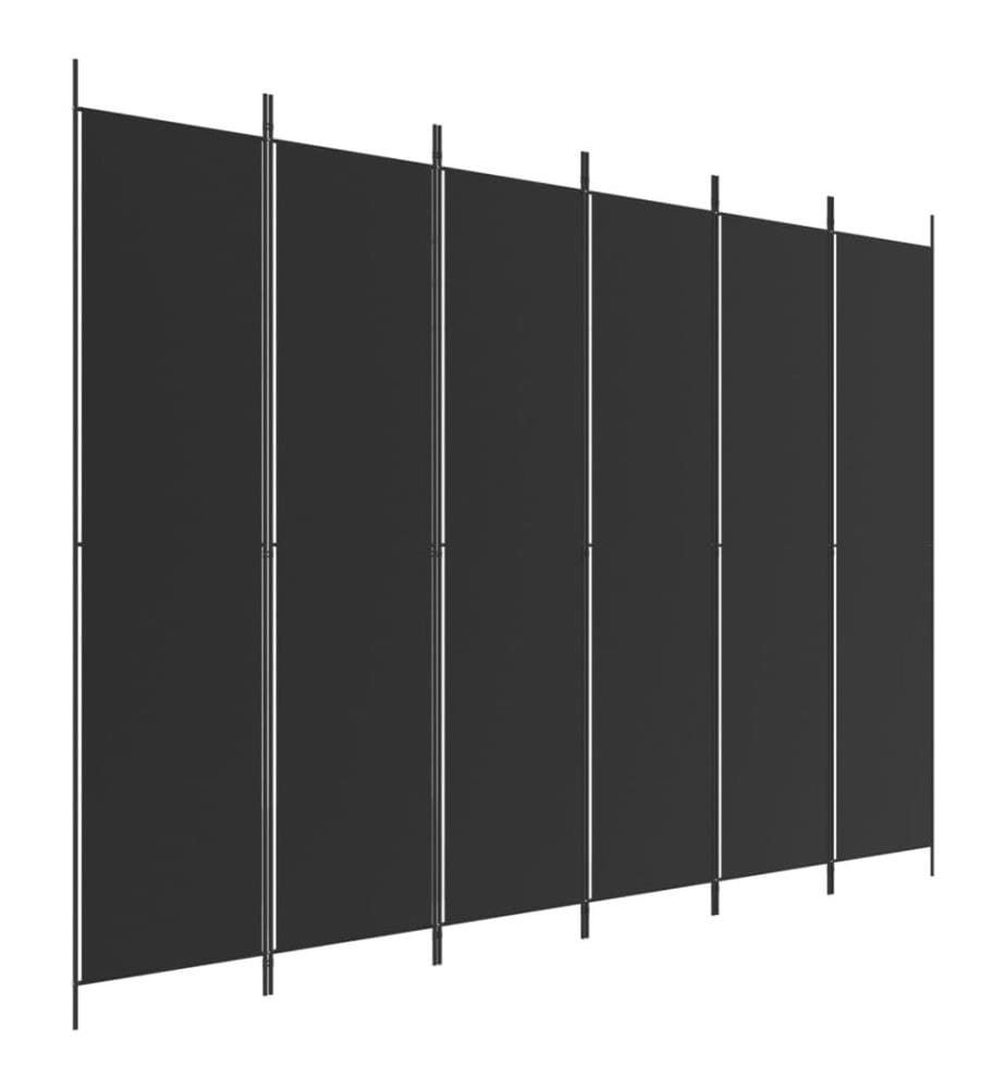 6-tlg. Paravent Schwarz 300x220 cm Stoff