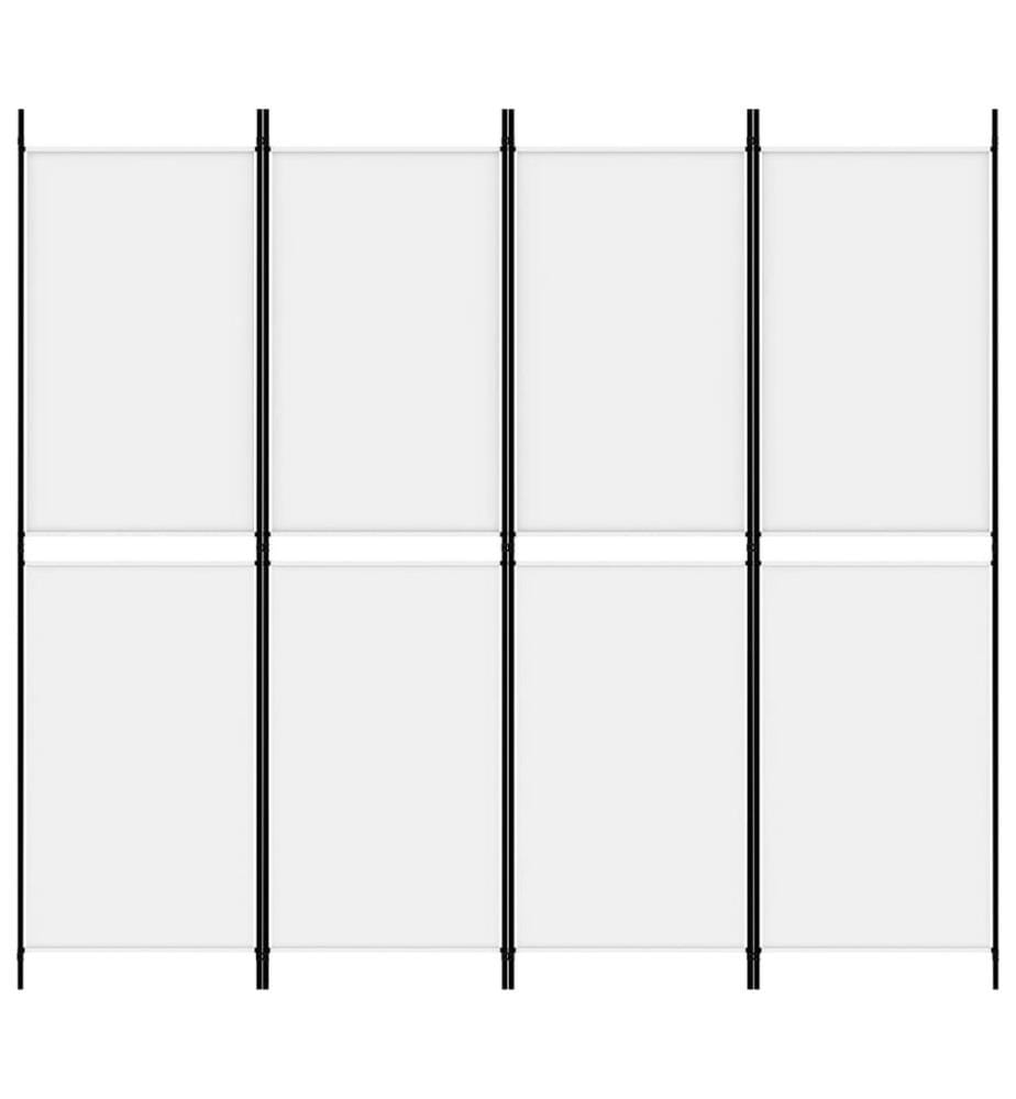 4-tlg. Paravent Weiss 200x180 cm Stoff