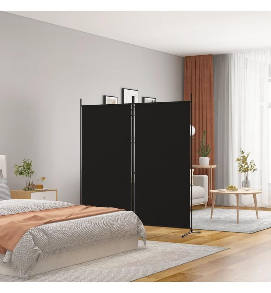 2-tlg. Paravent Schwarz 175x180 cm Stoff