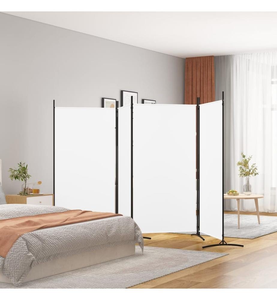 4-tlg. Paravent Weiss 346x180 cm Stoff