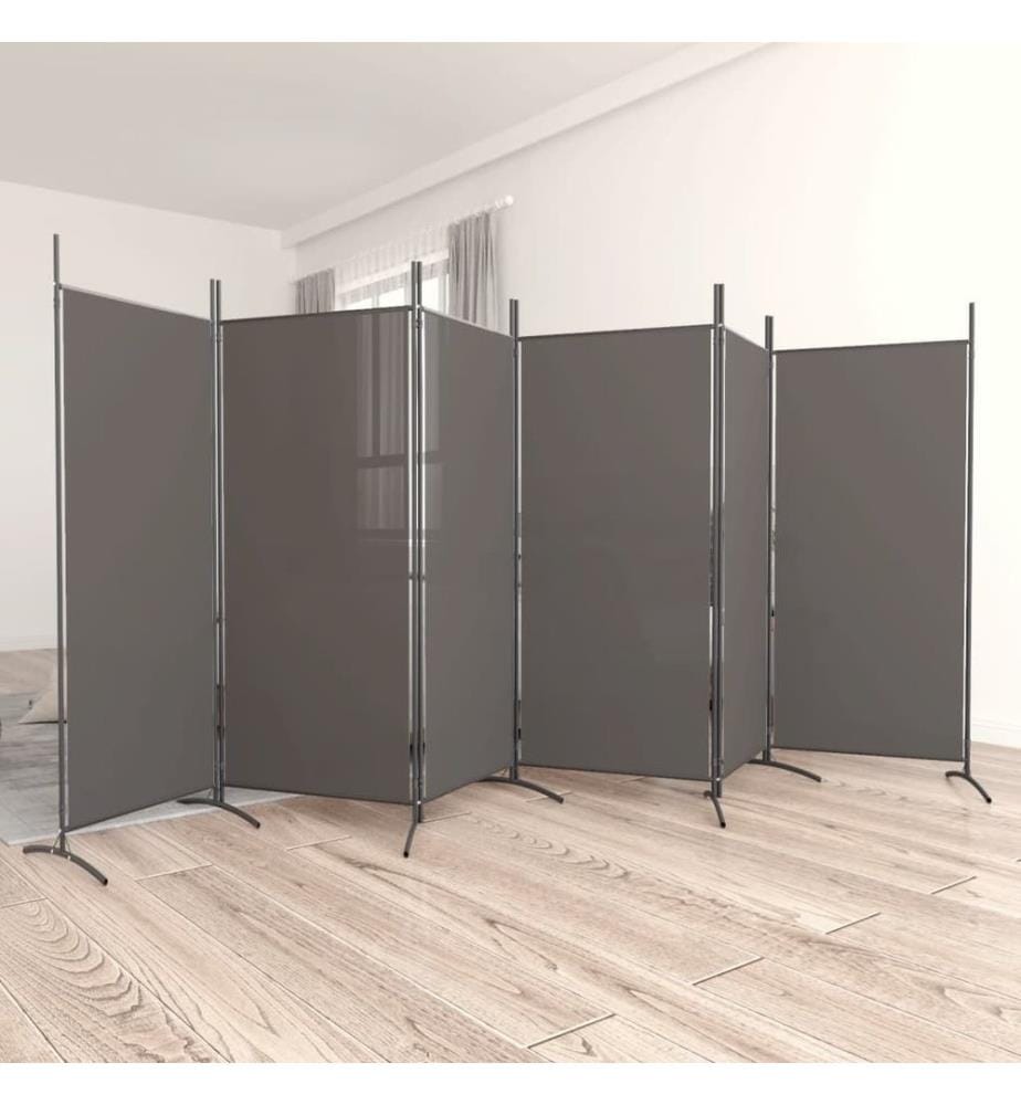 6-tlg. Paravent Anthrazit 520x180 cm Stoff