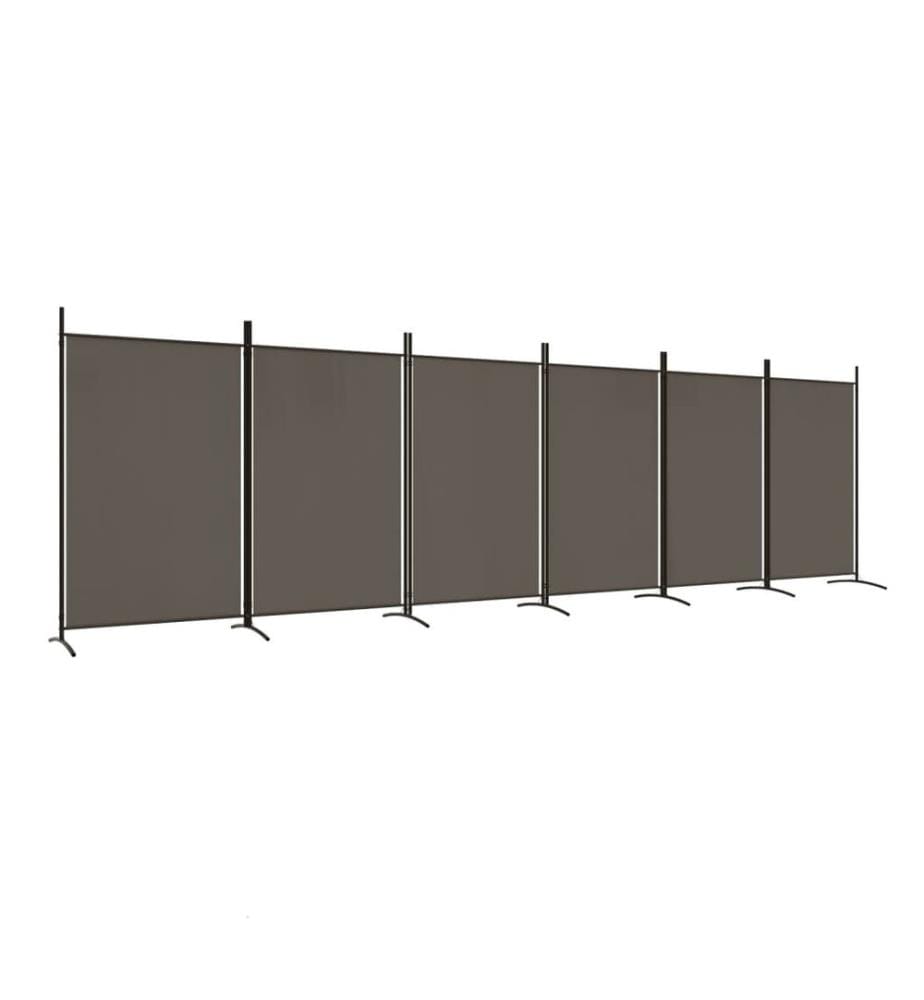 6-tlg. Paravent Anthrazit 520x180 cm Stoff