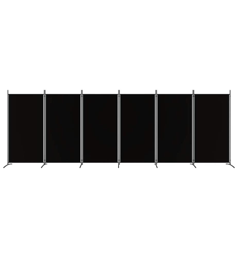 6-tlg. Paravent Schwarz 520x180 cm Stoff