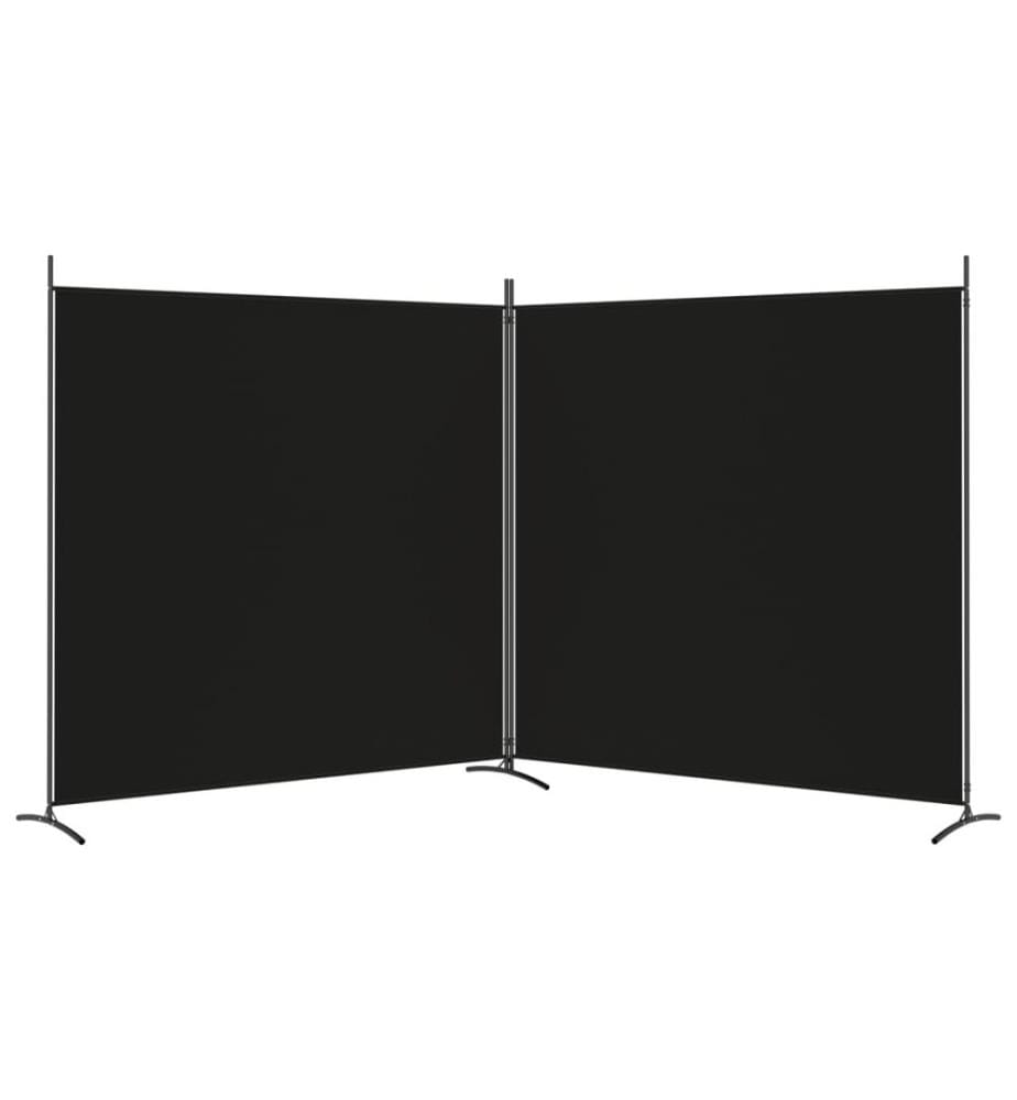 2-tlg. Paravent Schwarz 348x180 cm Stoff