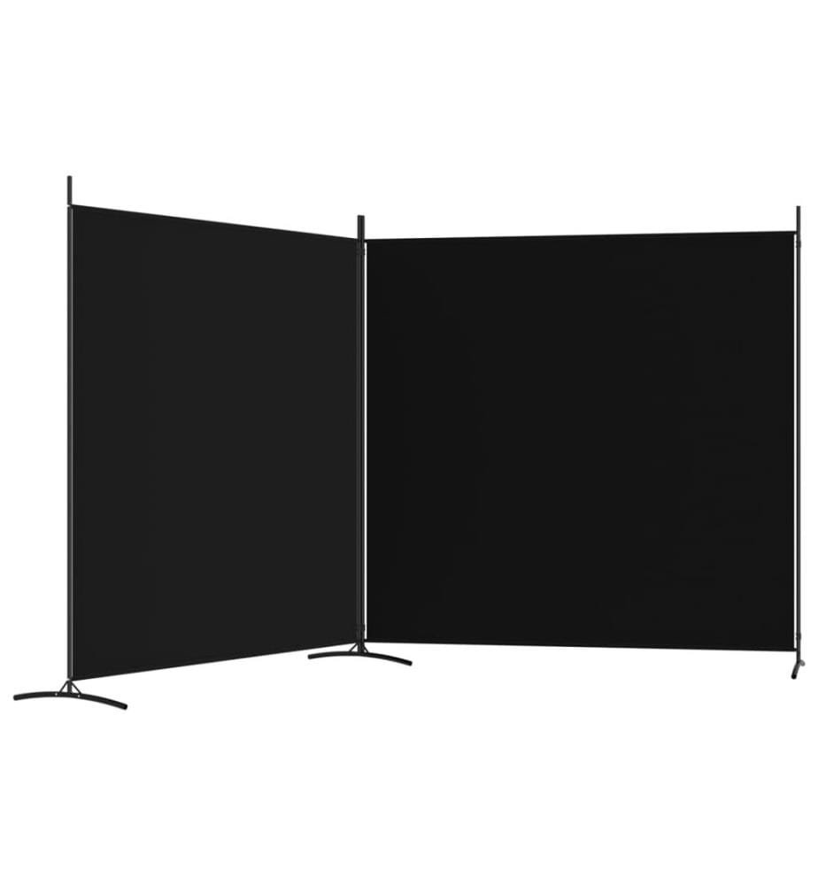 2-tlg. Paravent Schwarz 348x180 cm Stoff