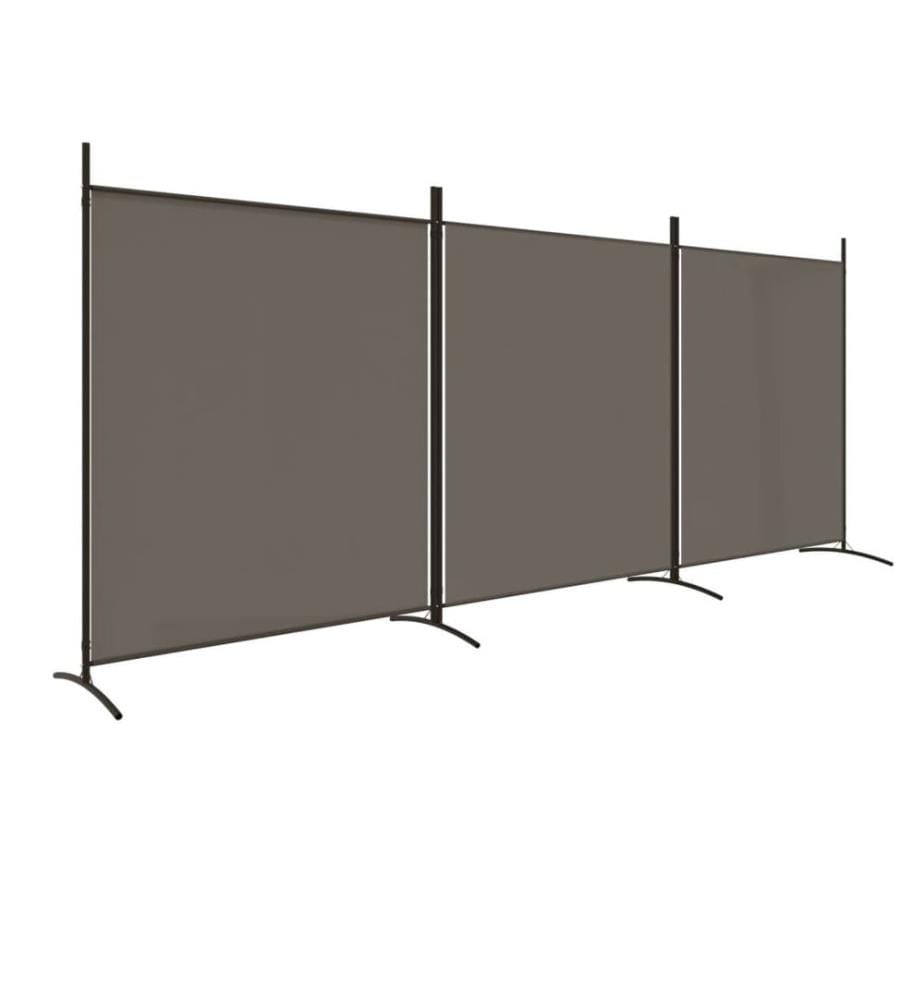 3-tlg. Paravent Anthrazit 525x180 cm Stoff