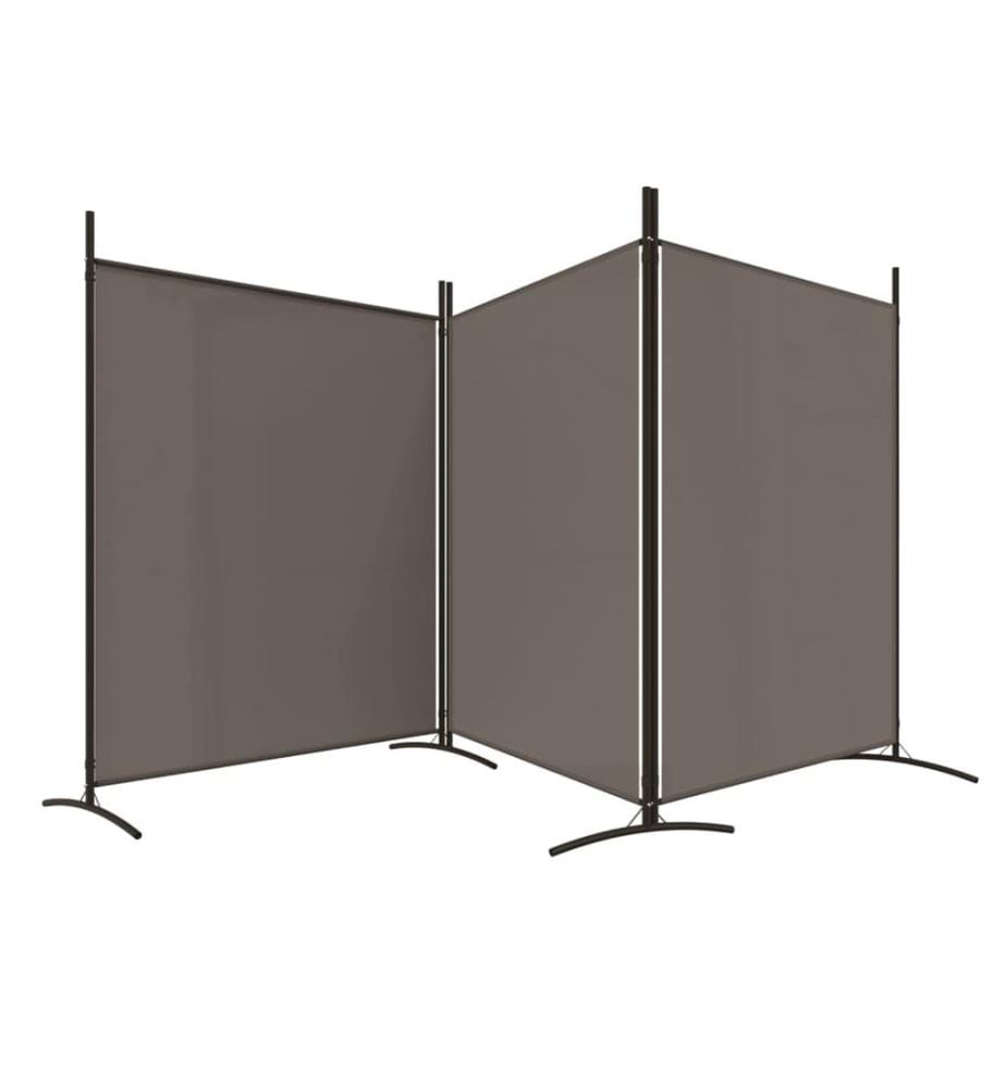 3-tlg. Paravent Anthrazit 525x180 cm Stoff