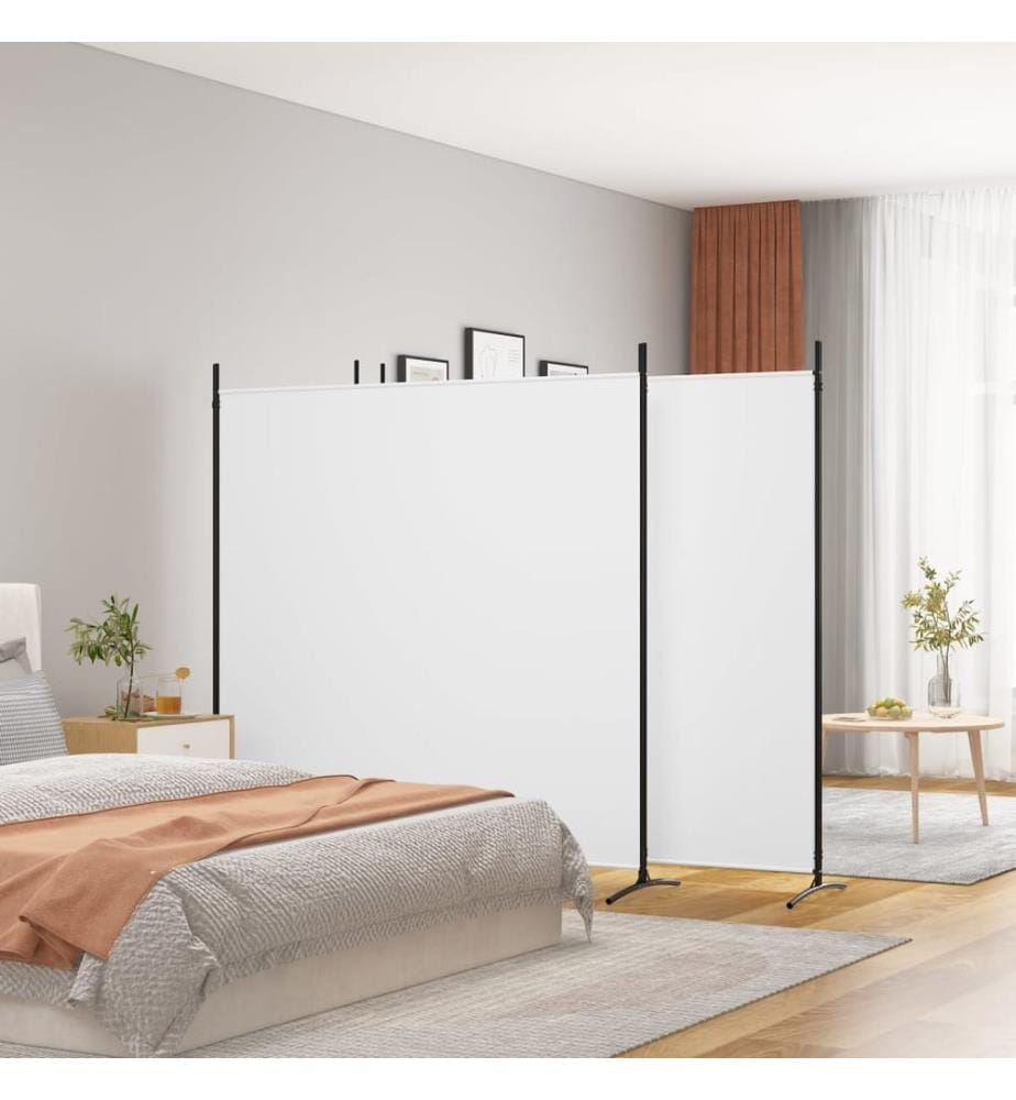 4-tlg. Paravent Weiss 698x180 cm Stoff
