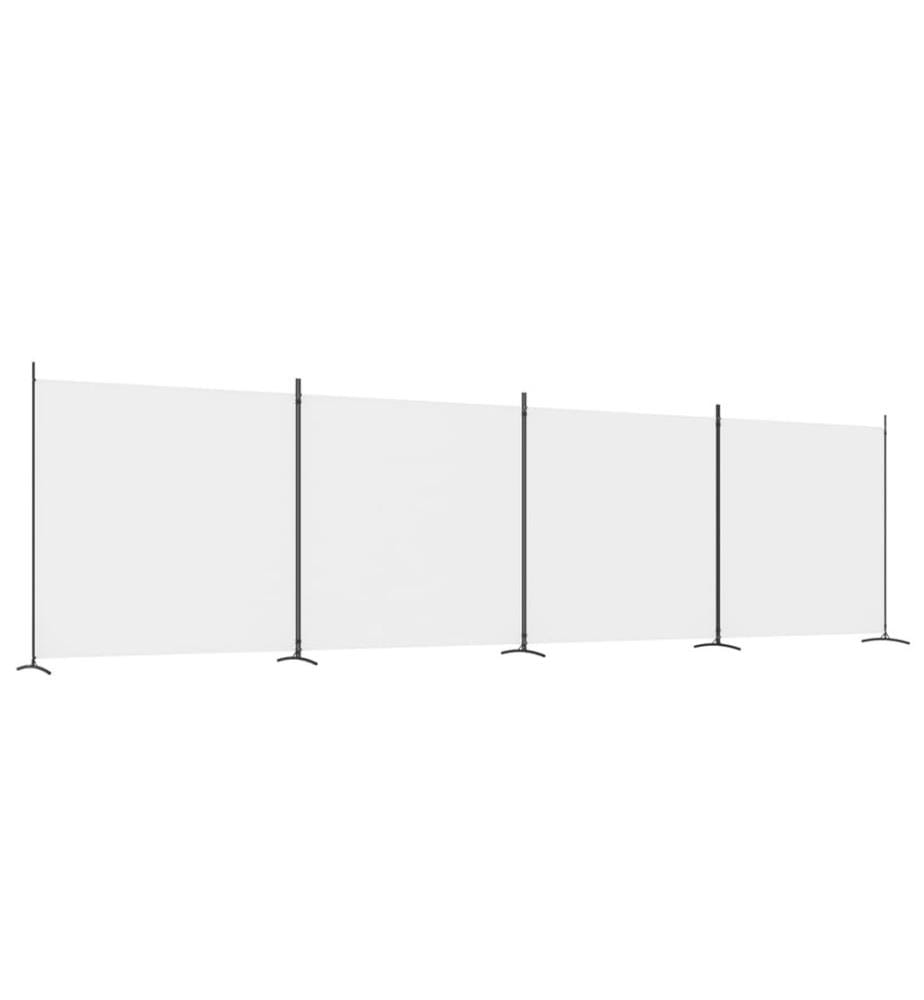 4-tlg. Paravent Weiss 698x180 cm Stoff