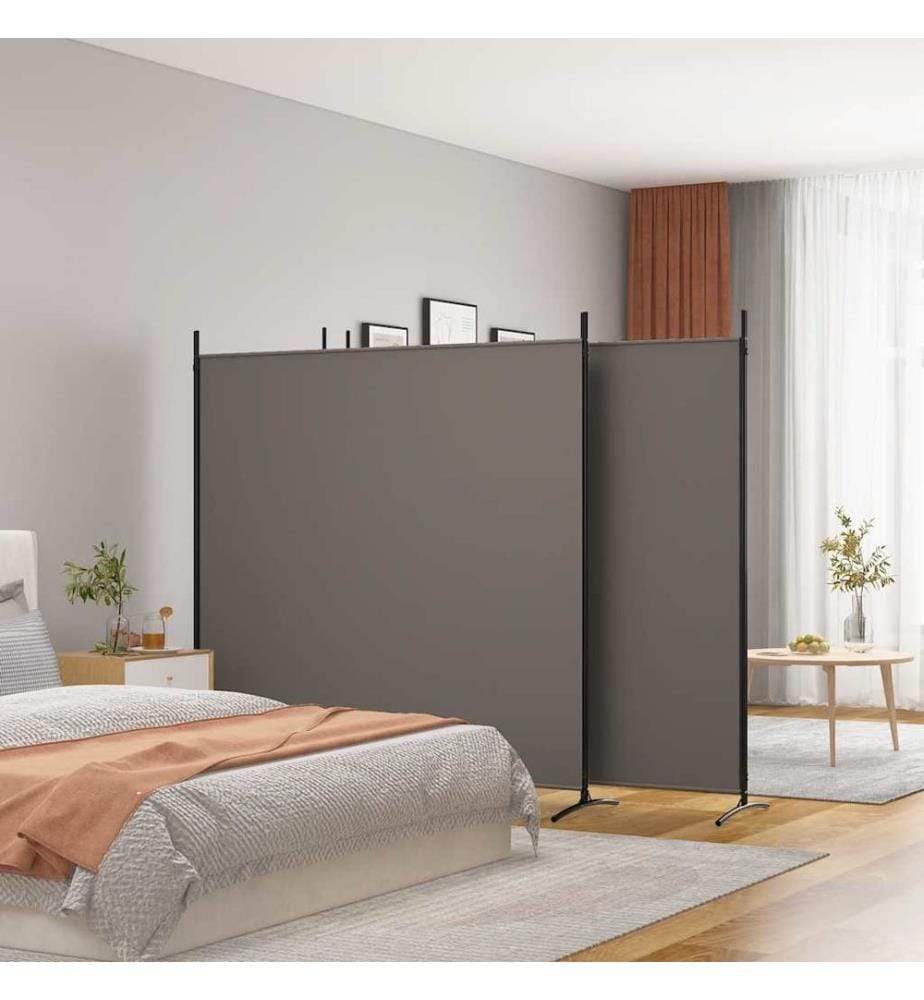 4-tlg. Paravent Anthrazit 698x180 cm Stoff