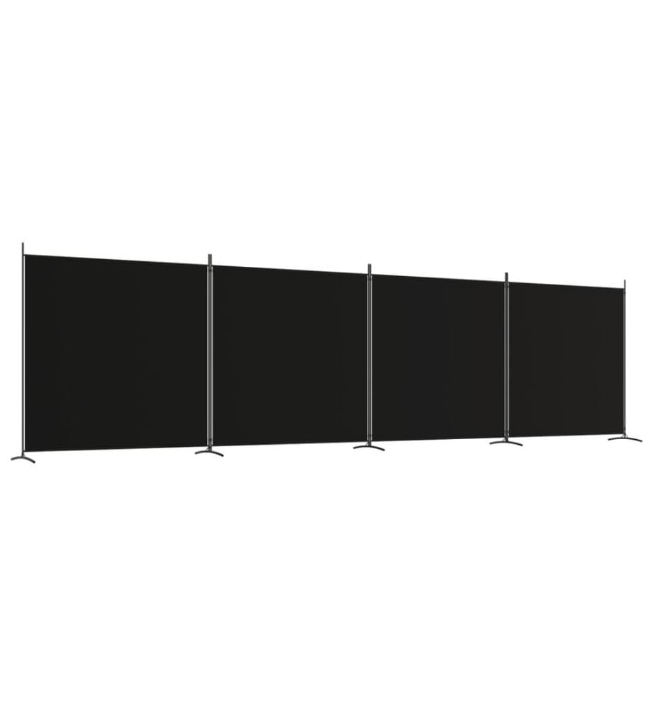 4-tlg. Paravent Schwarz 698x180 cm Stoff