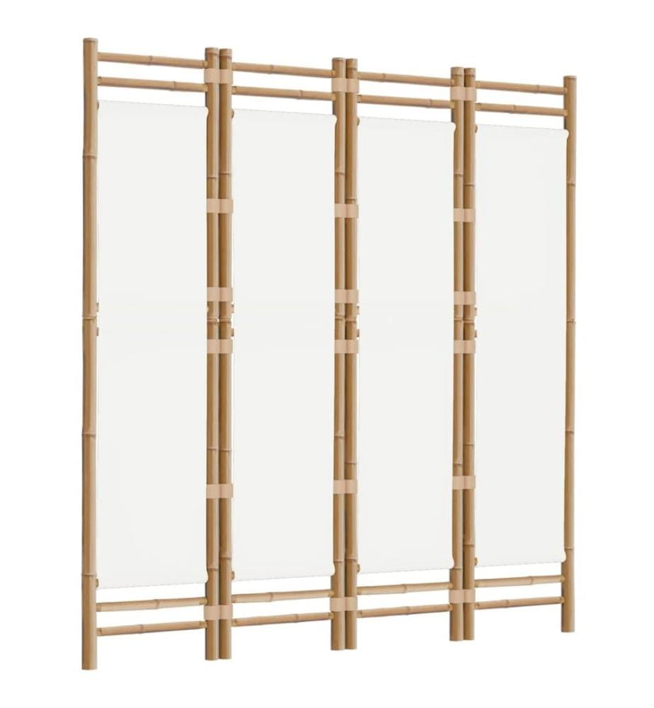 4-tlg. Paravent Faltbar 160 cm Bambus und Canvas