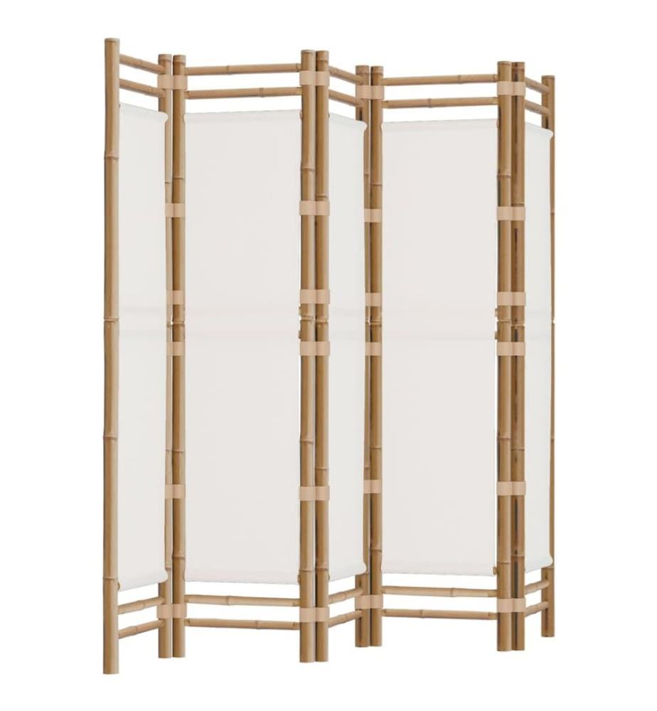 Cloison de séparation pliante 5 panneaux 200 cm Bambou et toile
