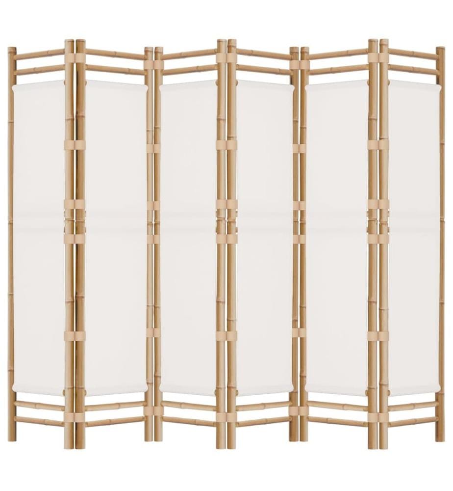 Cloison de séparation pliante 6 panneaux 240 cm Bambou et toile