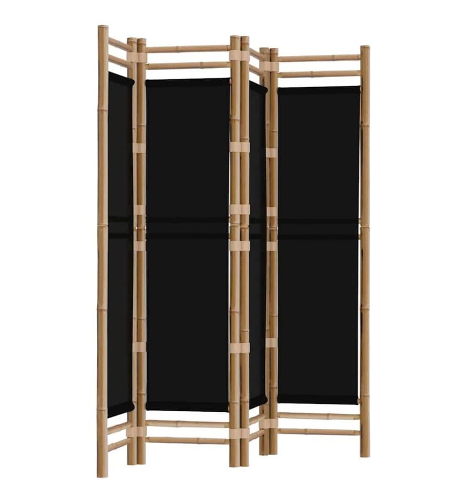 4-tlg. Paravent Faltbar 160 cm Bambus und Canvas