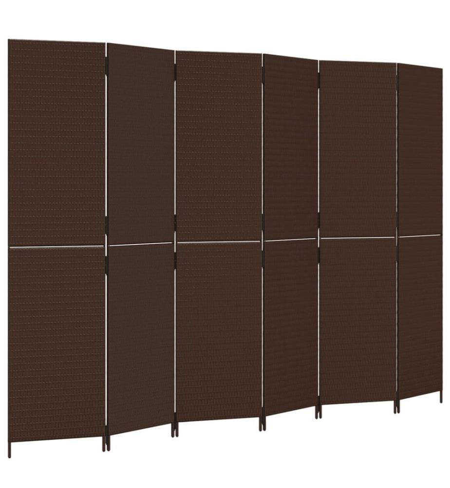 Paravent 6-tlg. Braun Poly Rattan