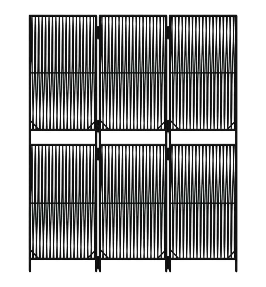 Paravent 3-tlg. Schwarz Poly Rattan