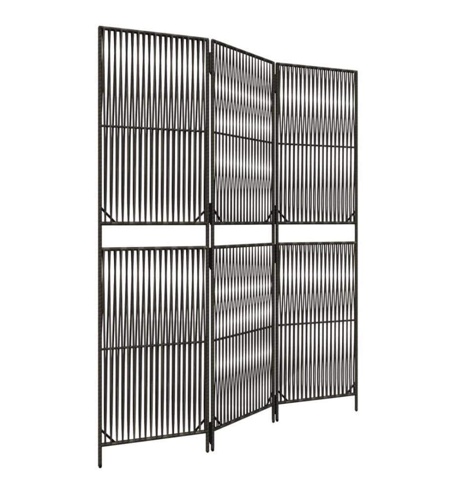 Paravent 3-tlg. Grau Poly Rattan