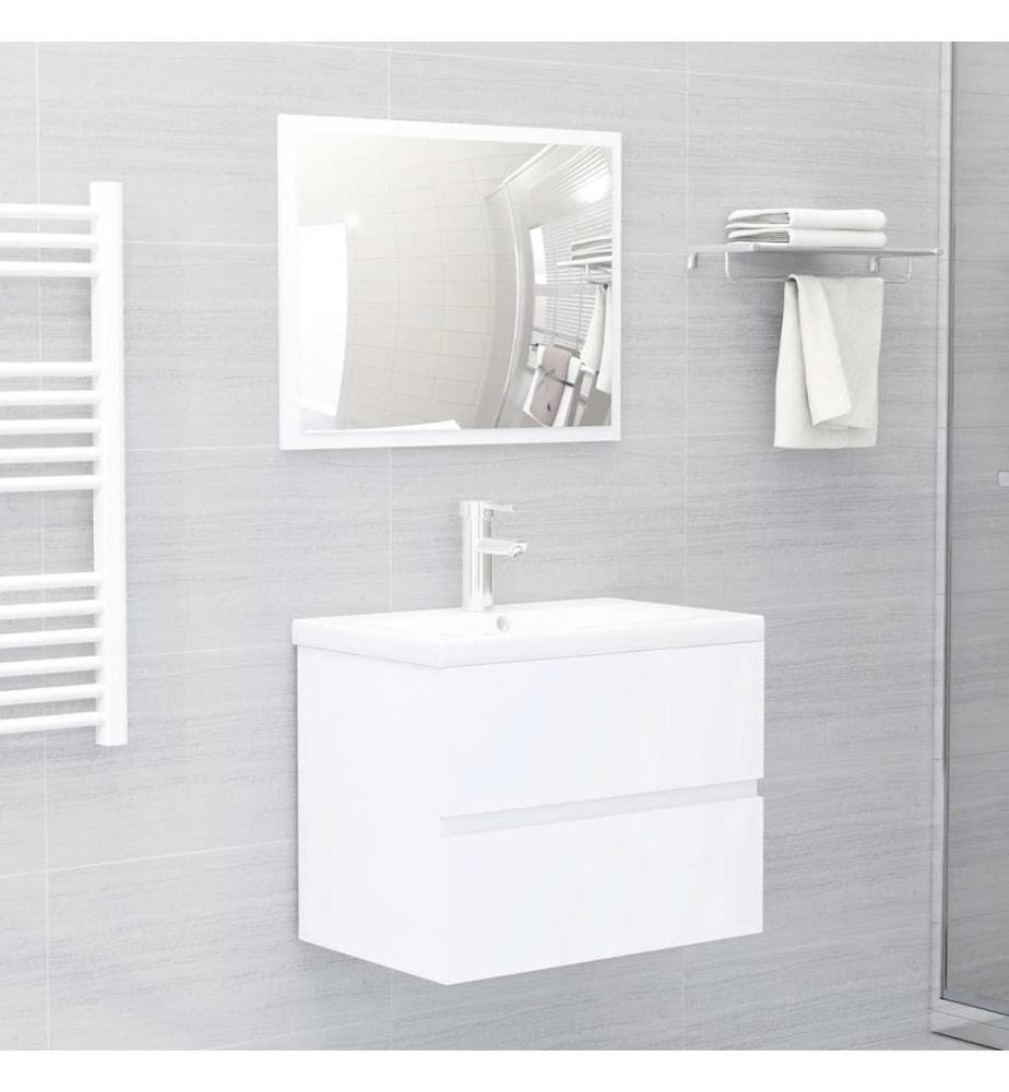 Ensemble de meubles salle de bain 2 pcs blanc bois d'ingénierie