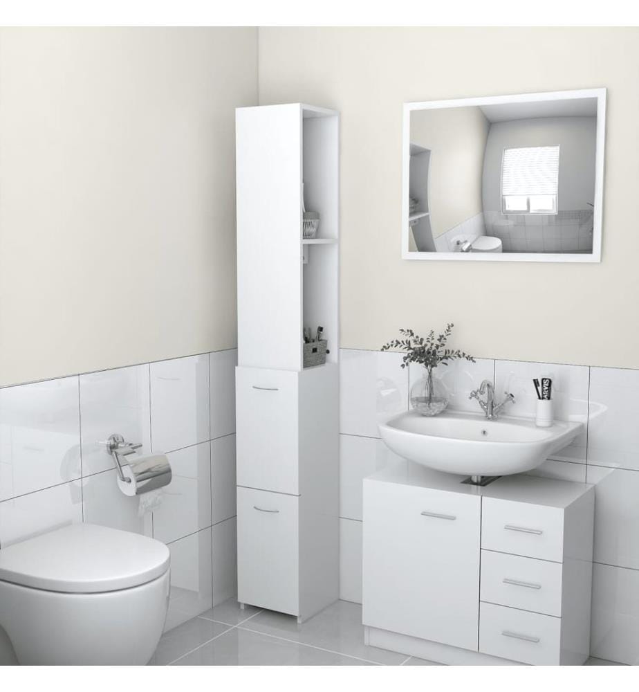 Badschrank Weiss 25x26,5x170 cm Holzwerkstoff