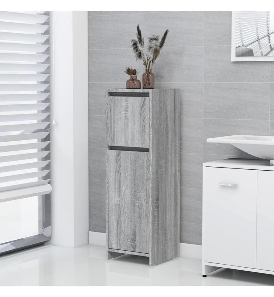 Badschrank Grau Sonoma 30x30x95 cm Holzwerkstoff