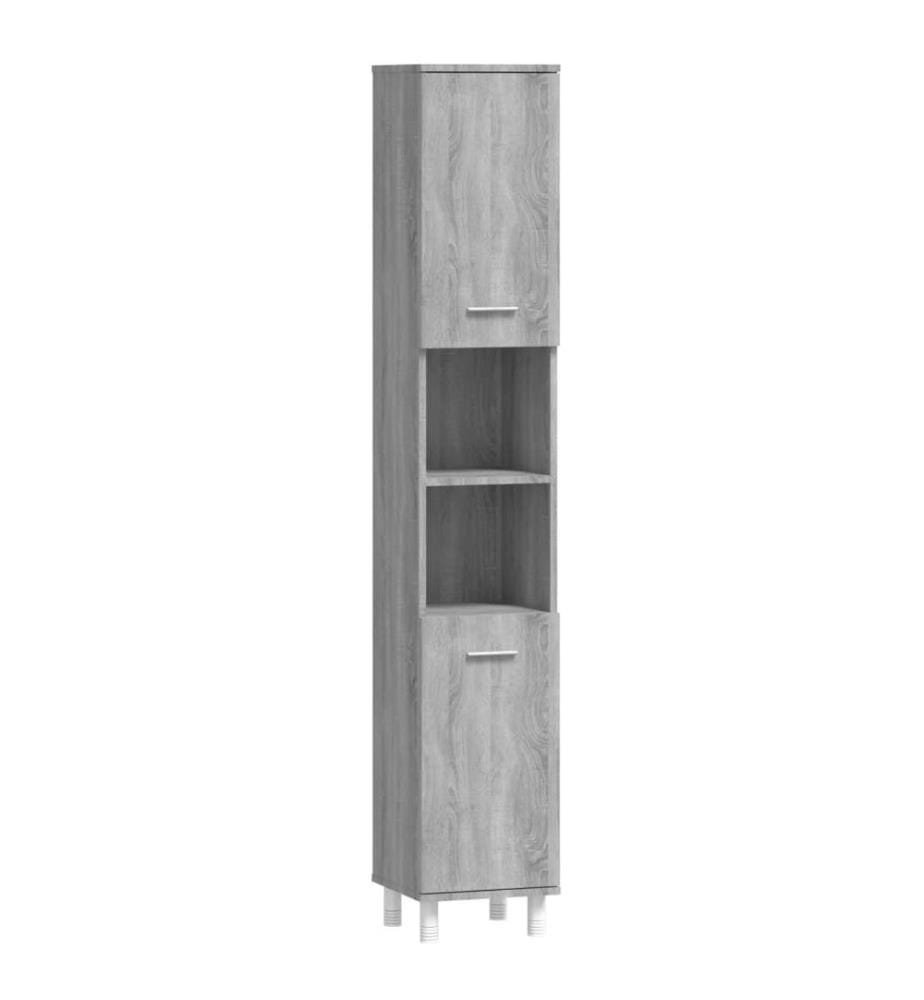 Badschrank Grau Sonoma 30x30x179 cm Holzwerkstoff
