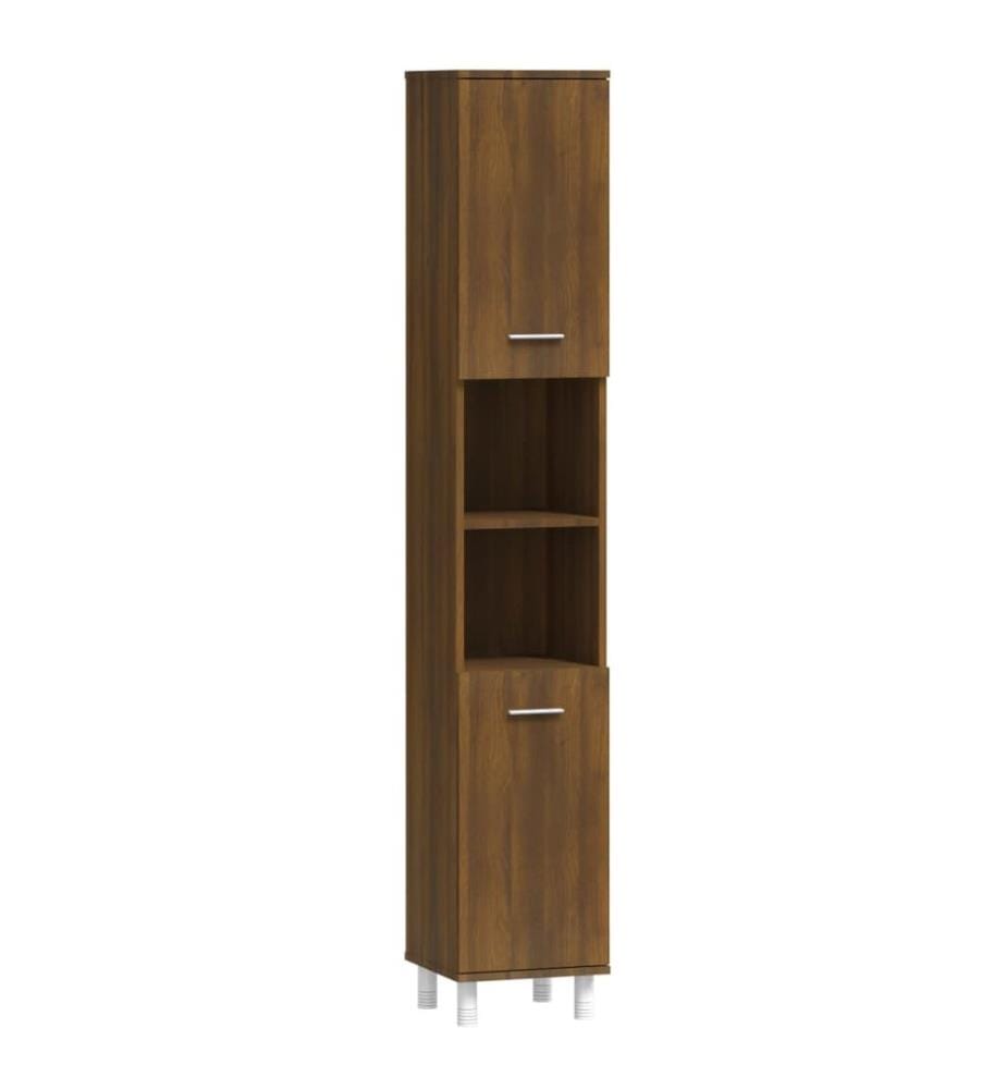 Badschrank Braun Eichen-Optik 30x30x179 cm Holzwerkstoff